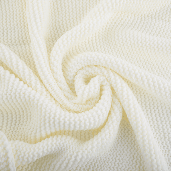TEMPO-KONDELA KALANE, luxusná pletená deka so strapcami, smotanová, 150x200 cm