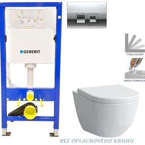 GEBERIT DuofixBasic s chrómovým tlačidlom DELTA50 + WC LAUFEN PRO RIMLESS + SEDADLO 458.103.00.1 50CR LP1