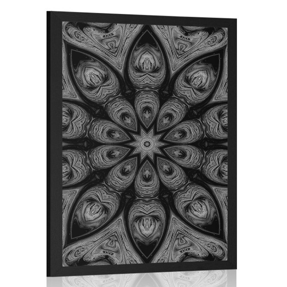 Plagát hypnotická Mandala v čiernobielom prevedení - 40x60 black