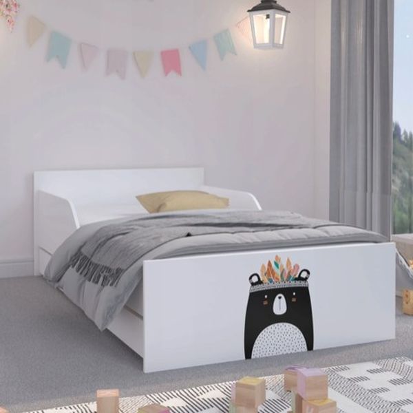 DomTextilu Univerzálne detská posteľ s krásnym medveďom 180 x 90 cm  Biela 46931