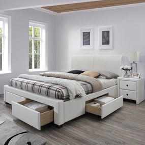 Čalúnená manželská posteľ s roštom Modena 2 160 - biela
