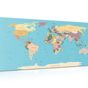 Obraz na korku mapa sveta s názvami - 120x60