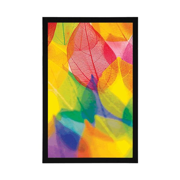 Plagát listy v jesenných farbách - 60x90 silver