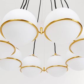 KARE Globes závesná lampa v zlatej a bielej, Obývacia izba / jedáleň, oceľ, sklo, E14, 40W