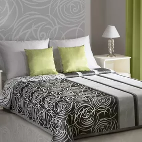 DomTextilu Bielo čierny prehoz na posteľ s rôznymi motívmi Šírka: 170 cm | Dĺžka: 210 cm 4059-35126