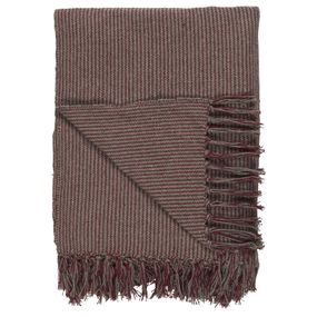 IB LAURSEN Bavlnený prehoz Stripes Dark Grey/Dark Red 130x160cm