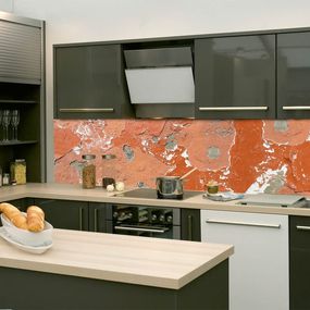 Samolepiaca fototapeta do kuchyne oranžová popraskaná stena