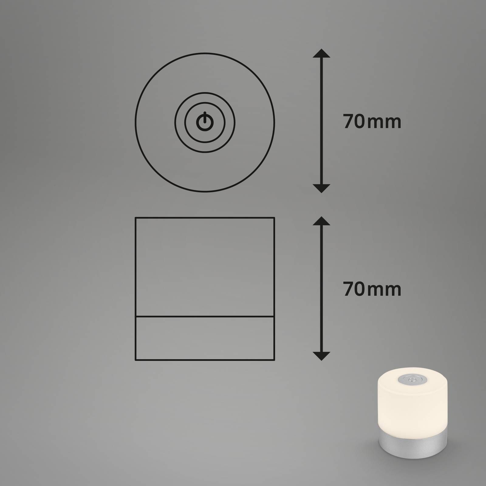 Briloner Stolová LED lampa 74610 batéria 2 700K chróm matná, plast, 2W, K: 7cm