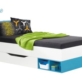 Detská posteľ moli 90x200cm   - biely lux//tyrkys  