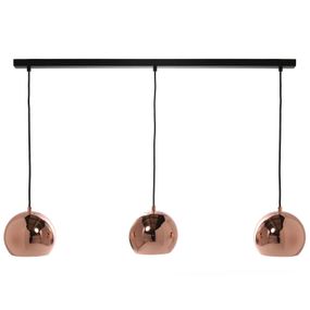 FRANDSEN Ball Track závesná lampa 3-pl lesklá meď, Obývacia izba / jedáleň, kov, E27, 40W, P: 100 cm