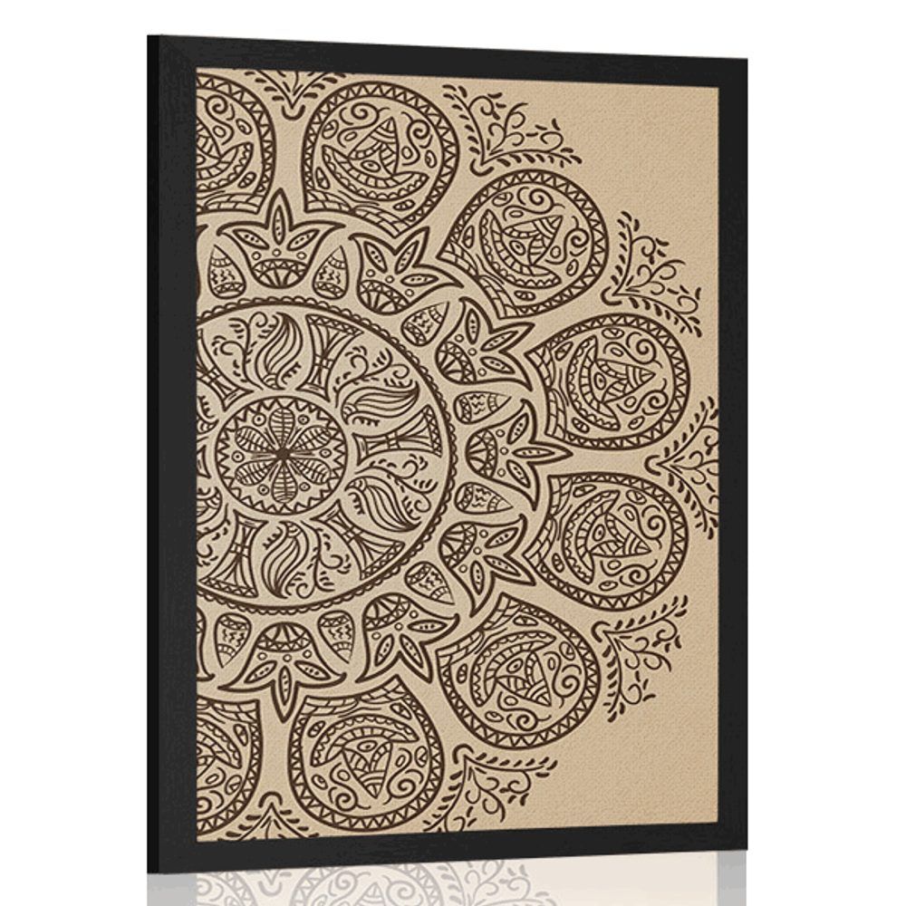 Plagát Mandala s abstraktným prírodným vzorom - 30x45 black