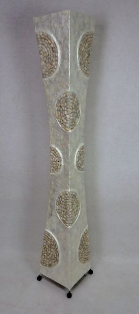 Stojacia lampa LAGUNA biela z pravej perlete , hranatá 150 cm