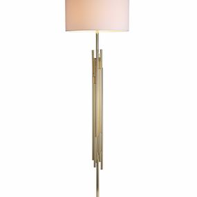 Estila Moderná vysoká stojaca lampa Vidar v dizajnovom art-deco prevedení v zlatej farbe s bielym tienidlom 156cm