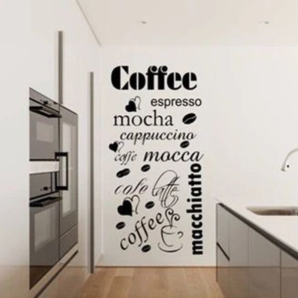DomTextilu Nálepka na stenu do kuchyne s názvami rôznych druhov kávy 50 x 100 cm