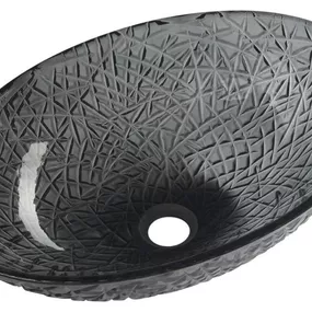 SAPHO - PURUS gravírované sklenené umývadlo na dosku 50x36 cm, čierna TY305SG