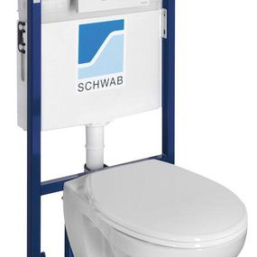 Závesné WC TAURUS s podomietkovou nádržkou a tlačidlom Schwab, biela LC1582-SET5