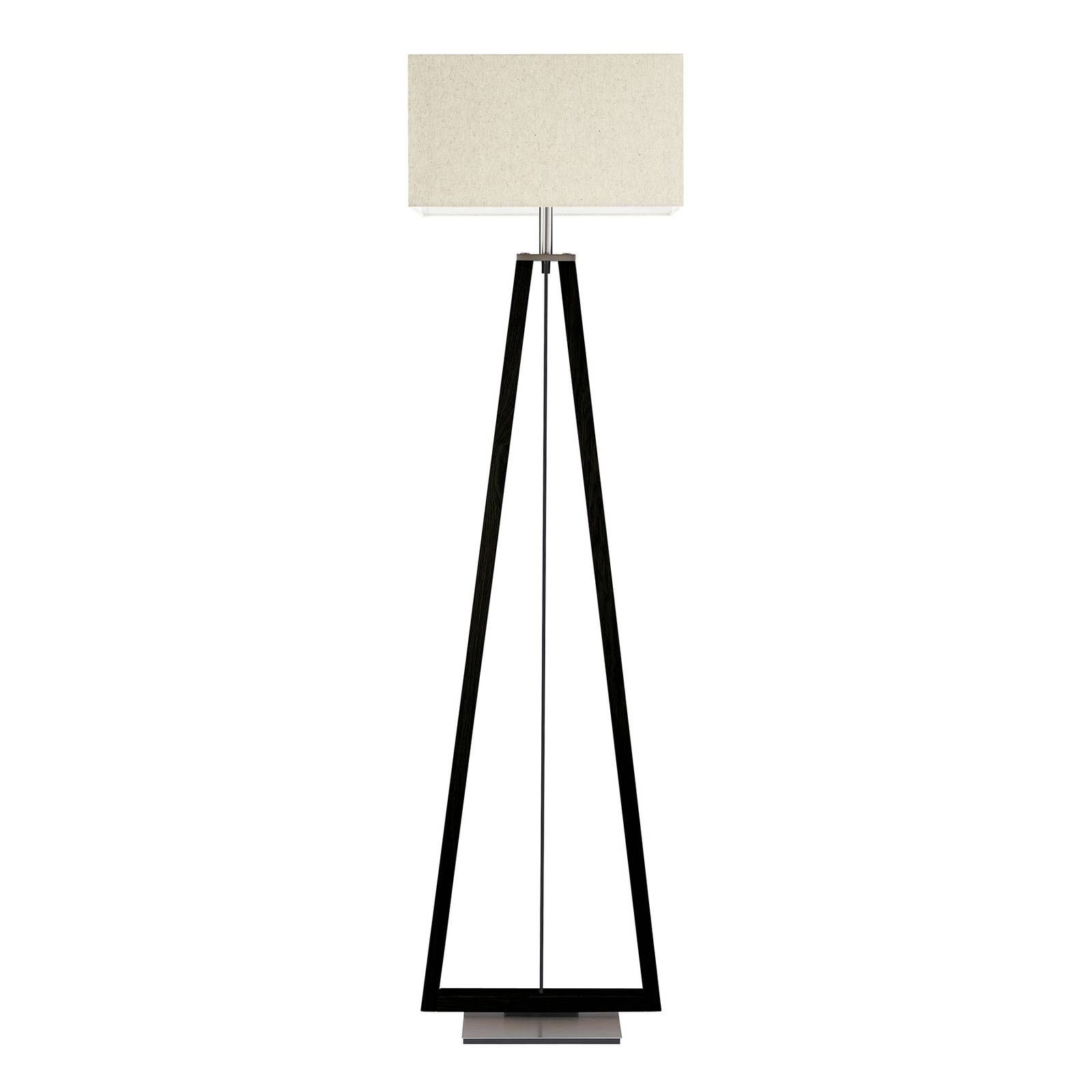 HerzBlut Bi Bob lampa, hrčavý dub uhlie/krémová, Obývacia izba / jedáleň, drevo, textil, nikel, E27, 60W, L: 45 cm, K: 156cm