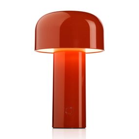 FLOS Bellhop stolová LED lampa, tehlovočervená, Obývacia izba / jedáleň, polykarbonát, 2.5W, K: 21cm