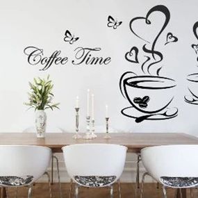 DomTextilu Nálepka na stenu do kuchyne čas na kávu 50 x 100 cm