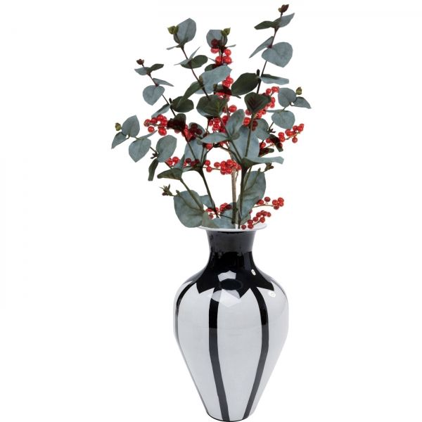 KARE Design Černobílá kovová váza Bohemian 24cm
