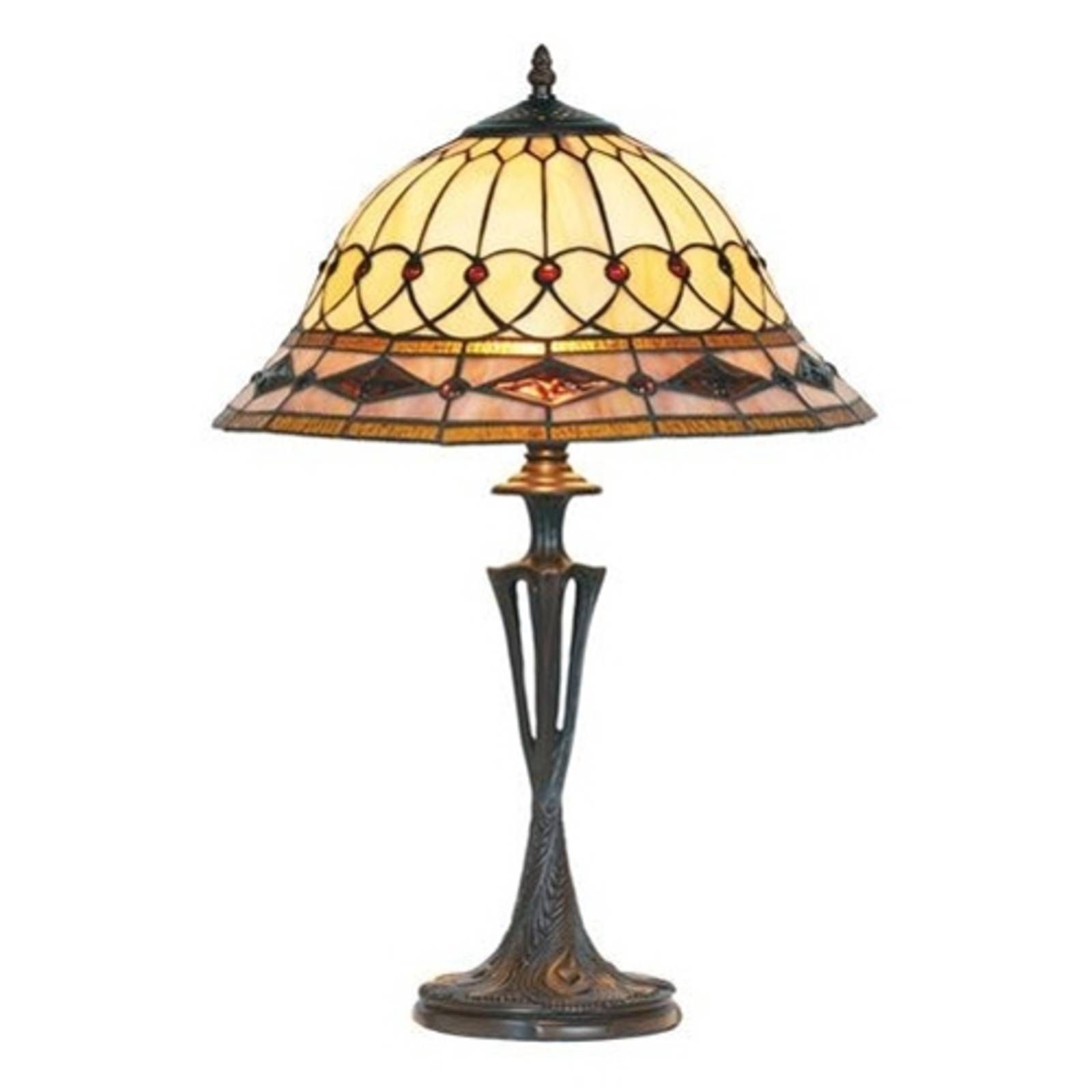 Artistar Stolná lampa Kassandra štýl Tiffany, vysoká 59 cm, Obývacia izba / jedáleň, liata živica, sklo, E27, 60W, K: 59cm