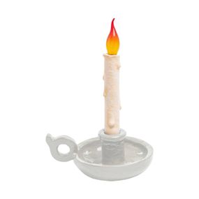 SELETTI Stolová LED lampa Grimm Bugia tvar sviečky, biela, Obývacia izba / jedáleň, syntetická živica, E14, 3W, K: 40.5cm