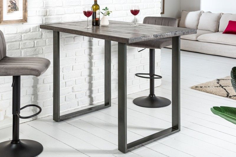 Estila Industriálny barový stôl Steele Craft mango šedý