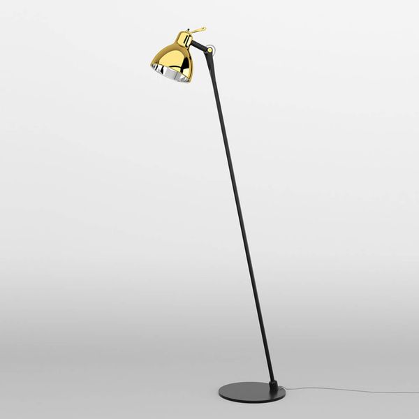 Rotaliana Luxy F0 Glam stojaca lampa, čierna/zlatá, Obývacia izba / jedáleň, hliník, sklo, E14, 7W, K: 110cm
