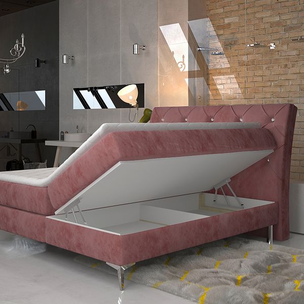 Čalúnená manželská posteľ s úložným priestorom Amika 160 - čierna (Sawana 14)