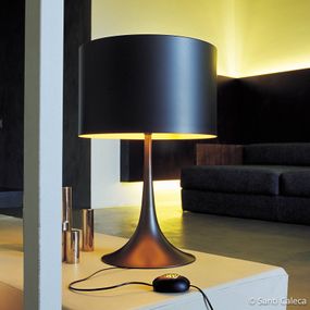 FLOS Spun Light T2 – čierna stolná lampa, Obývacia izba / jedáleň, kov, hliník, E27, 250W, K: 68cm