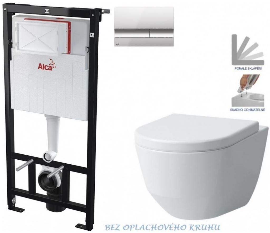 ALCADRAIN Alcadrain Sádromodul - predstenový inštalačný systém s chrómovým tlačidlom M1721 + WC LAUFEN PRO RIMLESS + SEDADLO AM101/1120 M1721 LP1