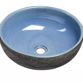 SAPHO - PRIORI keramické umývadlo na dosku Ø 41 cm, modrá/sivá PI020