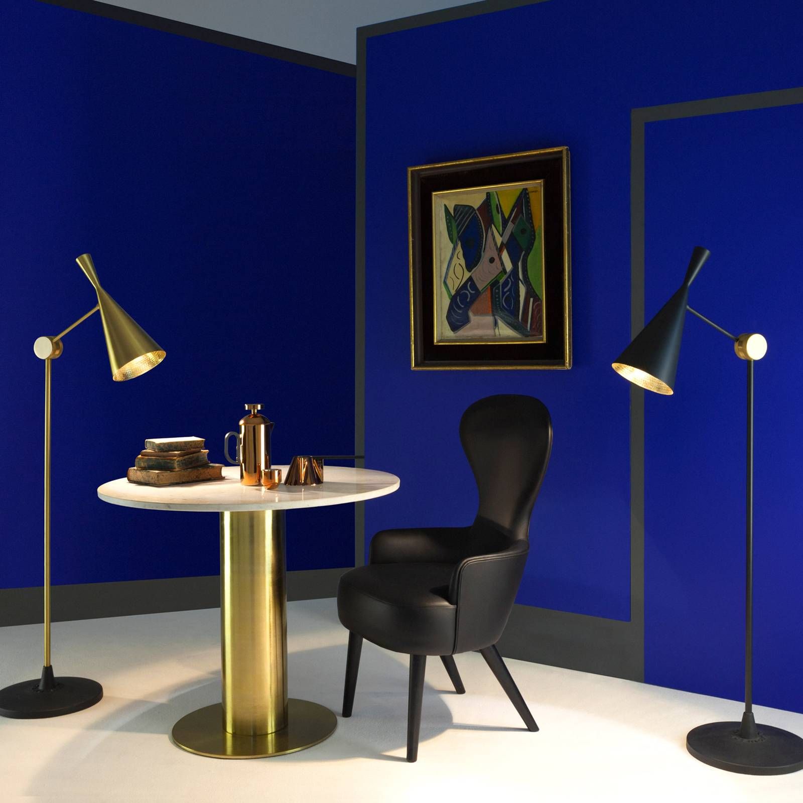 Tom Dixon Beat Floor stojaca lampa, čierna, Obývacia izba / jedáleň, mosadz, liatina, E14, 42W, L: 35 cm, K: 157cm