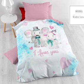 DomTextilu Biele detské posteľné obliečky so sloníkmi 160 x 200 cm 8673