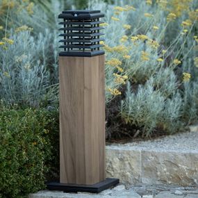 Les Jardins Solárne chodníkové LED Tekura, Duratek sivé/sivé, teak, vysokotlakovo lisovaný laminát (HPL), 3W, P: 15 cm, L: 15 cm, K: 75cm