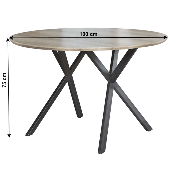 Jedálenský stôl, dub sivý/čierna, priemer 100 cm, AKTON