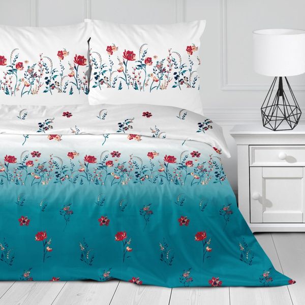 DomTextilu Romantické bavlnené modro biele posteľné obliečky s motívom kvetov 3 časti: 1ks 200x220 + 2ks 70 cmx80 Modrá 70 x 80 cm 33814-164883