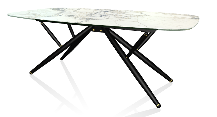 BONTEMPI - Stôl BRIDGE, mramor/drevo, 200/250x116/120 cm