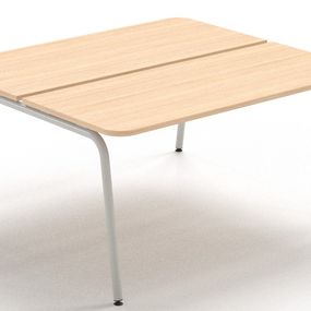 NARBUTAS - Dvojmiestny pracovný stôl ROUND so zaoblenými rohmi a posuvnou doskou - 140x144