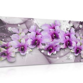 Obraz fialové kvety na abstraktnom pozadí - 120x60
