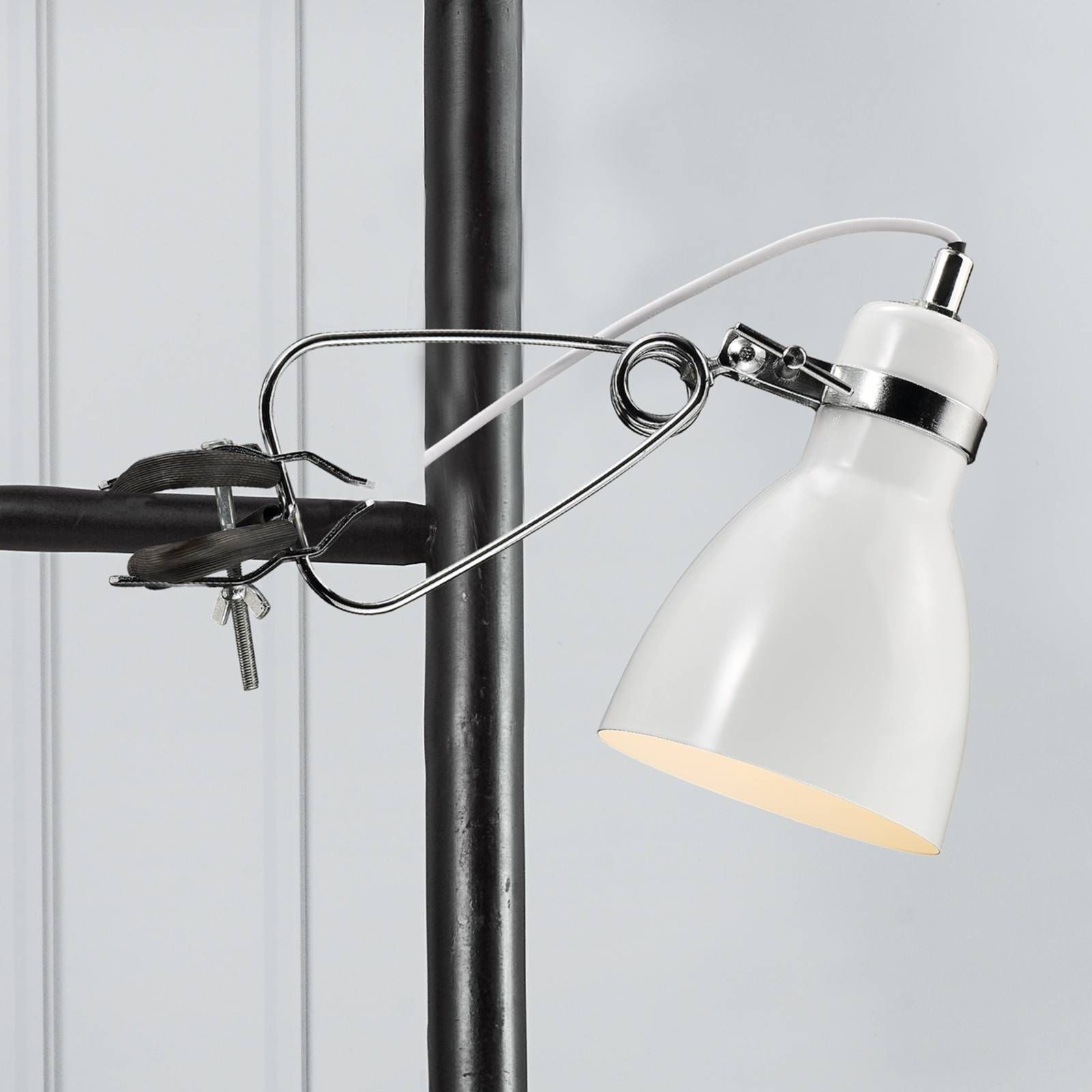 Nordlux Pôsobivá upínacia lampa Clone, biela, Obývacia izba / jedáleň, Kov, E14, 40W, K: 27cm