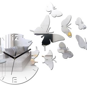 Moderné nástenné hodiny MIRROR BUTTERFLIES