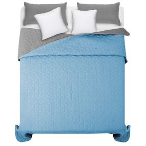 DomTextilu Obojstranné modro sivé prehozy na manželskú posteľ 200 x 220 cm 10042