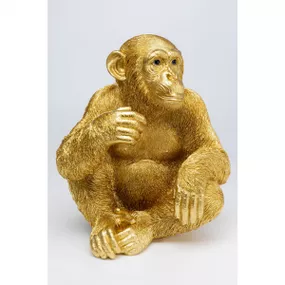 KARE Design Soška Mládě šimpanze - zlatá, 53cm