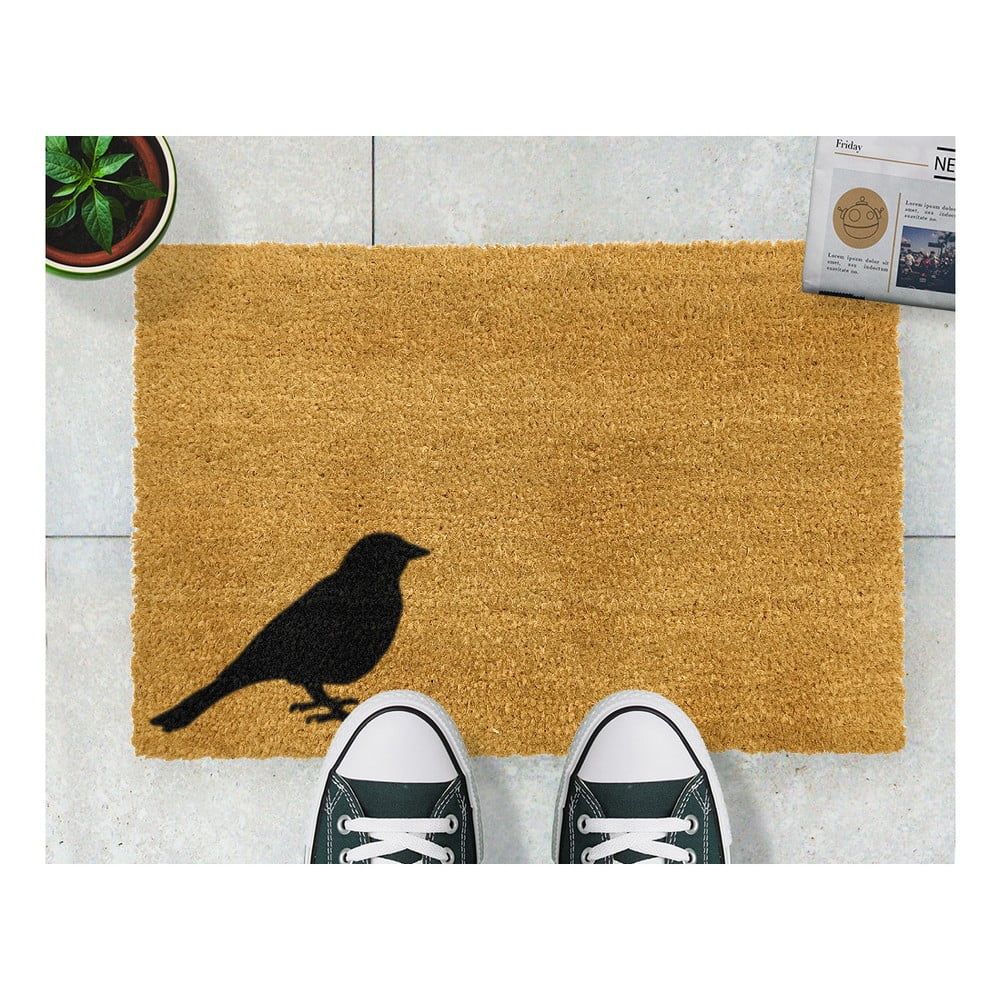 Rohožka z prírodného kokosového vlákna Artsy Doormats Bird, 40 x 60 cm