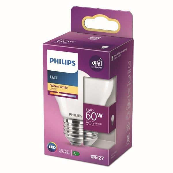 Philips 8718699762858 LED žiarovka classic E27 6,5W/60W 806lm 2700K P45 kvapka