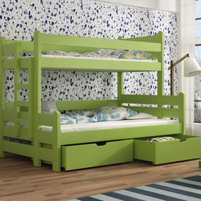 Detská poschodová posteľ 90 cm Bivi (zelená)