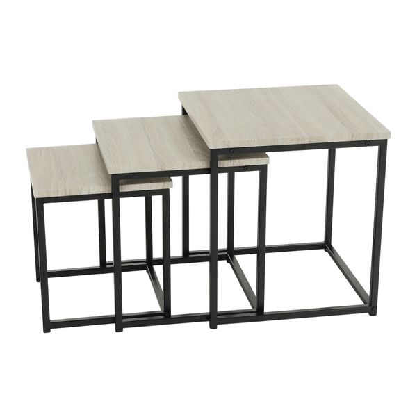 Konferenčný stolík (3 ks) Kastler New Typ 3 - dub sonoma / čierna