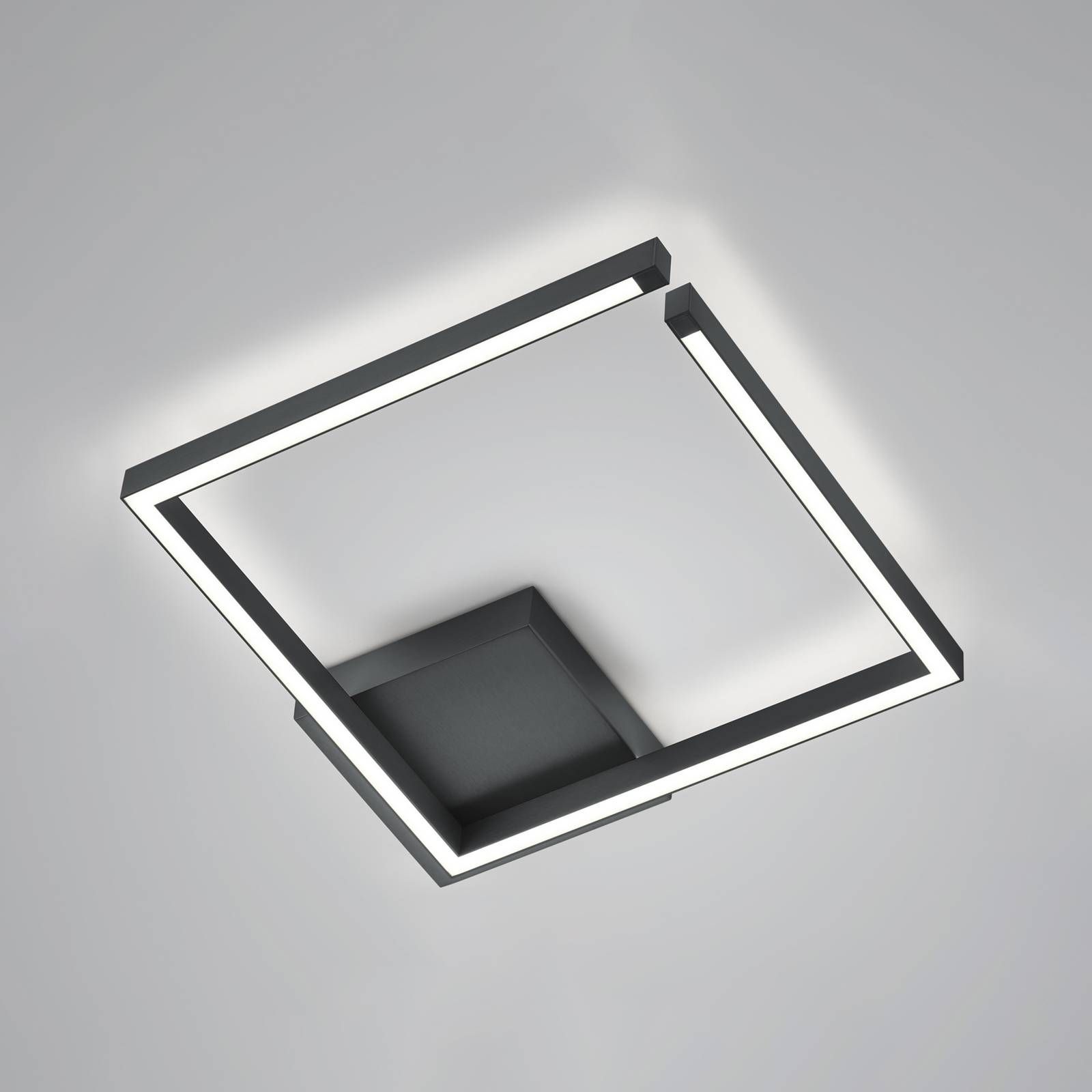 Knapstein Stropné LED svetlo Yoko up/down štvorcové čierna, Obývacia izba / jedáleň, hliník, oceľ, 42W, P: 40 cm, L: 40 cm, K: 6.8cm