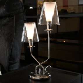 Metallux Stolná lampa Opera dvoj-plameňová číre tienidlá, Obývacia izba / jedáleň, železo, sklo, G9, 40W, P: 30 cm, L: 14 cm, K: 50cm